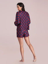 Load image into Gallery viewer, Color=Brick Red | Women&#39;s Cute Long Sleeve Printed Loungewear with Shorts-Brick Red 2