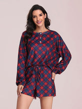 Load image into Gallery viewer, Color=Brick Red | Women&#39;s Cute Long Sleeve Printed Loungewear with Shorts-Brick Red 1