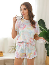 Load image into Gallery viewer, Color=Multicolor | Casual Round Neck Tie-dye Loungewear Set Pajamas-Multicolor 4
