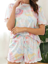Load image into Gallery viewer, Color=Multicolor | Casual Round Neck Tie-dye Loungewear Set Pajamas-Multicolor 5