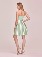 Load image into Gallery viewer, Color=Mint Green | Sweet Wholesale Satin Cocktail Dress For Women With Spahetti Straps-Mint Green 2