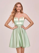 Load image into Gallery viewer, Color=Mint Green | Sweet Wholesale Satin Cocktail Dress For Women With Spahetti Straps-Mint Green 1