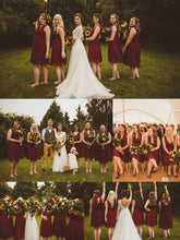 Load image into Gallery viewer, Color=Burgundy | Double V-Neck Short Party Dress Ep03989-Burgundy 1