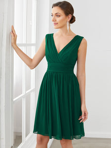 Color=Dark Green | Double V-Neck Short Party Dress Ep03989-Dark Green 4
