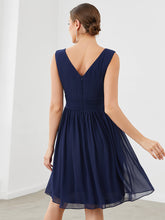 Load image into Gallery viewer, Color=Navy Blue | Double V-Neck Short Party Dress Ep03989-Navy Blue 2