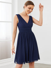 Load image into Gallery viewer, Color=Navy Blue | Double V-Neck Short Party Dress Ep03989-Navy Blue 3