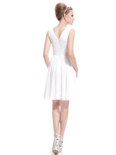 Load image into Gallery viewer, Color=White | Double V-Neck Short Party Dress Ep03989-White 2