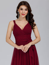 Load image into Gallery viewer, Color=Burgundy | Adorable A Line Sleeveless Wholesale Tulle Bridesmaid Dresses With Belt-Burgundy 5