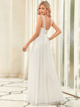 Load image into Gallery viewer, Color=Cream | Floor Length V Neck Evening Gown-Cream 3