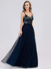 Load image into Gallery viewer, Color=Navy Blue | Elegant A Line Long Tulle Bridesmaid Dresses Ep07392-Navy Blue 2