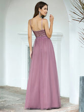 Load image into Gallery viewer, Color=Purple Orchid | Elegant A Line Long Tulle Bridesmaid Dresses Ep07392-Purple Orchid 2