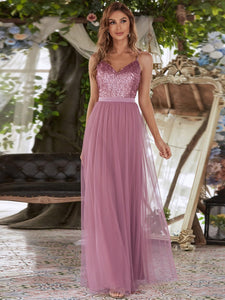 Color=Purple Orchid | Elegant A Line Long Tulle Bridesmaid Dresses Ep07392-Purple Orchid 14