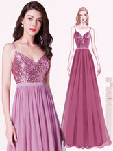 Load image into Gallery viewer, Color=Purple Orchid | Elegant A Line Long Tulle Bridesmaid Dresses Ep07392-Purple Orchid 9