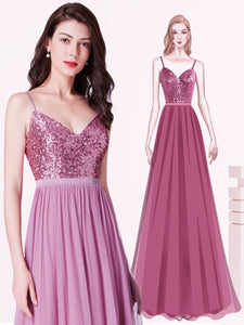 Color=Purple Orchid | Elegant A Line Long Tulle Bridesmaid Dresses Ep07392-Purple Orchid 9