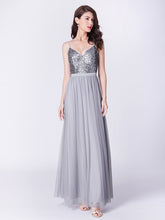 Load image into Gallery viewer, Color=Silver | Elegant A Line Long Tulle Bridesmaid Dresses Ep07392-Silver 6