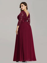Load image into Gallery viewer, Color=Burgundy | Plus Size Lace Wholesale Bridesmaid Dresses With Long Lace Sleeve-Burgundy 2