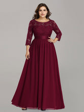 Load image into Gallery viewer, Color=Burgundy | Plus Size Lace Wholesale Bridesmaid Dresses With Long Lace Sleeve-Burgundy 3