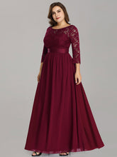 Load image into Gallery viewer, Color=Burgundy | Plus Size Lace Wholesale Bridesmaid Dresses With Long Lace Sleeve-Burgundy 4