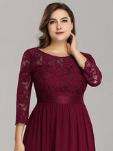 Load image into Gallery viewer, Color=Burgundy | Plus Size Lace Wholesale Bridesmaid Dresses With Long Lace Sleeve-Burgundy 5