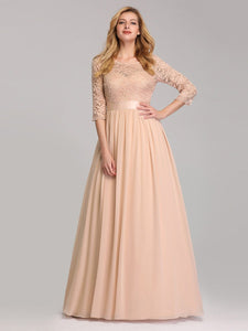 Elegant Empire Waist Wholesale Bridesmaid Dresses with Long Lace Sleeve EP07412