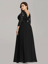 Load image into Gallery viewer, COLOR=Black | See-Through Floor Length Lace Evening Dress With Half Sleeve-Black  10