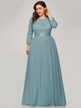 Load image into Gallery viewer, Color=Dusty blue | Plus Size Lace Wholesale Bridesmaid Dresses With Long Lace Sleeve-Dusty Blue 4