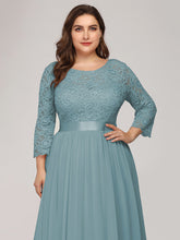 Load image into Gallery viewer, Color=Dusty blue | Plus Size Lace Wholesale Bridesmaid Dresses With Long Lace Sleeve-Dusty Blue 5