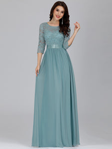 Plus Size Lace Wholesale Bridesmaid Dresses with Long Lace Sleeve EP07412