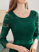 Load image into Gallery viewer, COLOR=Dark Green | See-Through Floor Length Lace Evening Dress With Half Sleeve-Dark Green 5