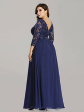 Load image into Gallery viewer, Color=Navy Blue | Plus Size Lace Wholesale Bridesmaid Dresses With Long Lace Sleeve-Navy Blue 3