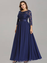 Load image into Gallery viewer, Color=Navy Blue | Plus Size Lace Wholesale Bridesmaid Dresses With Long Lace Sleeve-Navy Blue 5