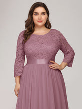 Load image into Gallery viewer, Color=Purple Orchid | Plus Size Lace Wholesale Bridesmaid Dresses With Long Lace Sleeve-Purple Orchid 5