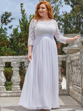 Load image into Gallery viewer, Color=White | Plus Size Lace Wholesale Bridesmaid Dresses With Long Lace Sleeve-White 3