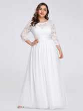 Load image into Gallery viewer, Color=White | Elegant Empire Waist Wholesale Bridesmaid Dresses With Long Lace Sleeve-White 6