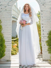 Load image into Gallery viewer, Color=White | Simple Casual Lace &amp; Chiffon Wedding Dress For Bridal-White 1