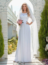 Load image into Gallery viewer, Color=White | Simple Casual Lace &amp; Chiffon Wedding Dress For Bridal-White 2