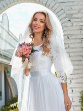 Load image into Gallery viewer, Color=White | Simple Casual Lace &amp; Chiffon Wedding Dress For Bridal-White 3
