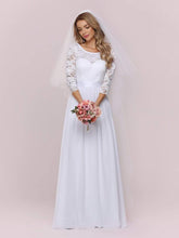 Load image into Gallery viewer, Color=White | Simple Casual Lace &amp; Chiffon Wedding Dress For Bridal-White 4