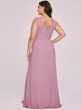 Load image into Gallery viewer, Color=Orchid | Plus Size Women Fashion A Line V Neck Long Gillter Evening Dress With Side Split Ep07505-Orchid 7