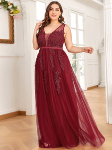 Color=Burgundy | Women's Fashion Sleeveless Wholesale Plus Size Party Dresses-Burgundy 3