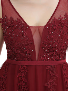 Color=Burgundy | Women's Fashion Sleeveless Wholesale Plus Size Party Dresses-Burgundy 5