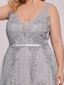 Color=Grey | Women's Fashion Sleeveless Wholesale Plus Size Party Dresses-Grey 5