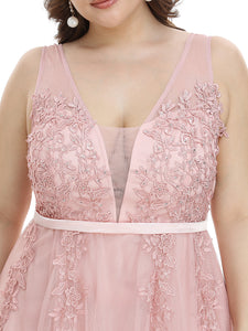 Color=Pink | Women's Fashion Sleeveless Wholesale Plus Size Party Dresses-Pink 5