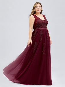 COLOR=Burgundy | Women's Fashion Sleeveless Wholesale Plus Size Party Dresses-Burgundy 3