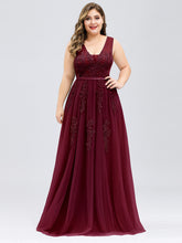 Load image into Gallery viewer, Color=Burgundy | Women&#39;S Fashion V Neck Sleeveless Long Evening Party Dresses-Burgundy 1