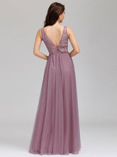 Load image into Gallery viewer, Color=Orchid | Women&#39;S Fashion V Neck Sleeveless Long Evening Party Dresses-Orchid 2