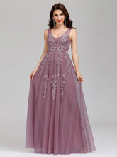 Load image into Gallery viewer, Color=Orchid | Women&#39;S Fashion V Neck Sleeveless Long Evening Party Dresses-Orchid 3