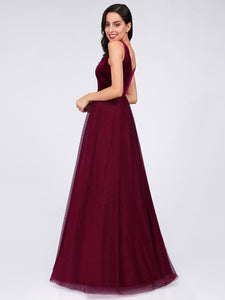 COLOR=Burgundy | Shimmery Floor Length Burgundy Prom Dress-Burgundy 5