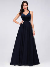 Load image into Gallery viewer, COLOR=Navy Blue | Shimmery Floor Length Burgundy Prom Dress-Navy Blue 1