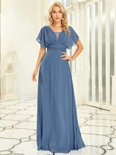 Load image into Gallery viewer, Color=Dusty Navy | Women&#39;S A-Line Pretty Empire Waist Maxi Evening Dresses Ep07851-Dusty Navy 1